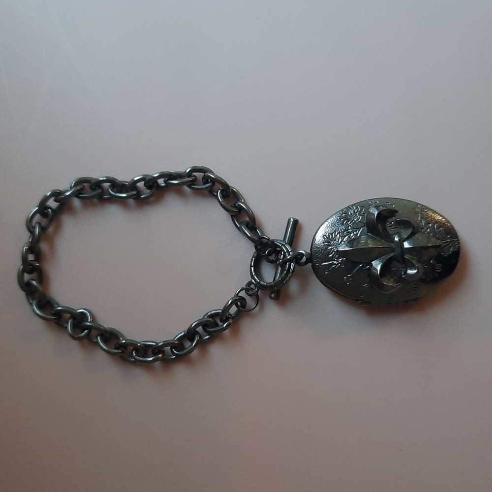 Fleur de lis locket bracelet